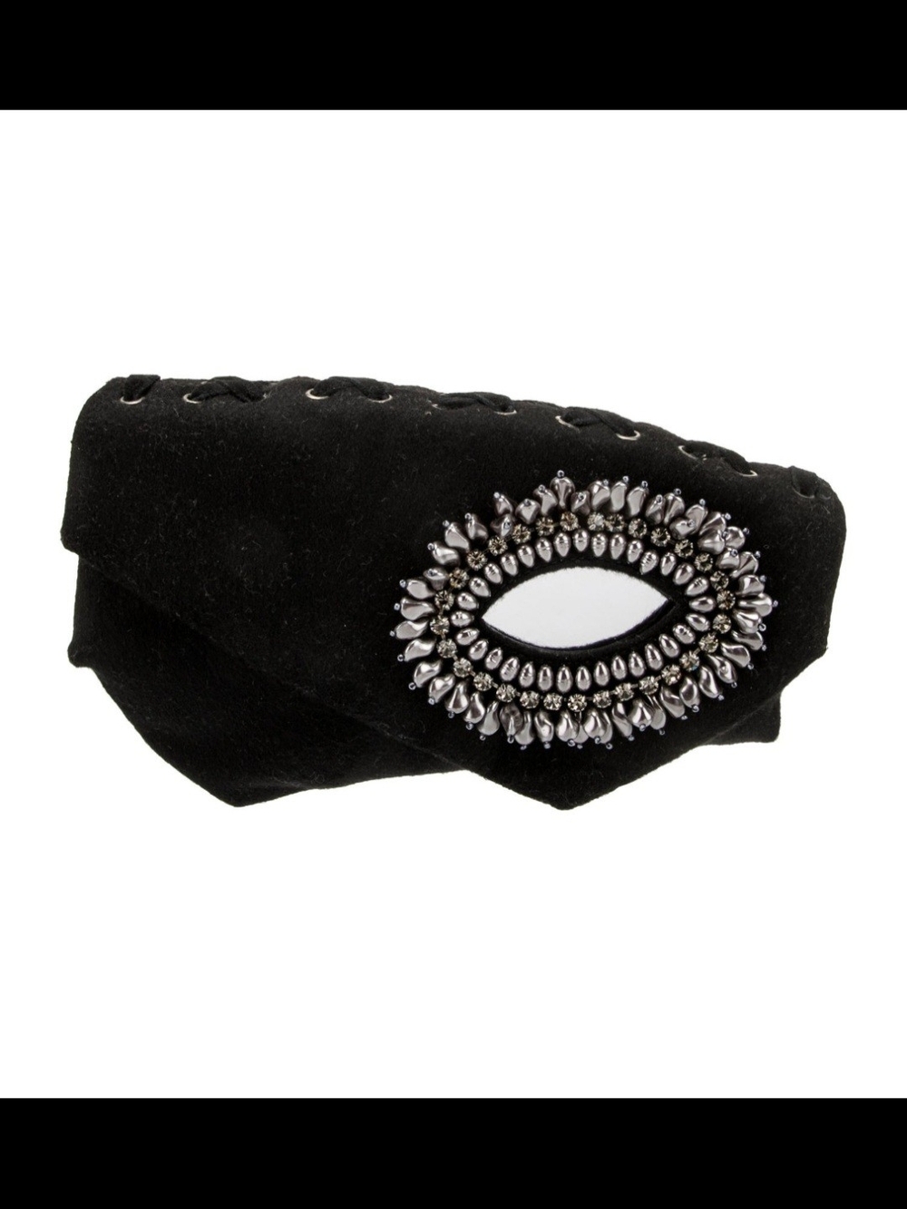 Gucci Black Clutch with Crystal Oval Design